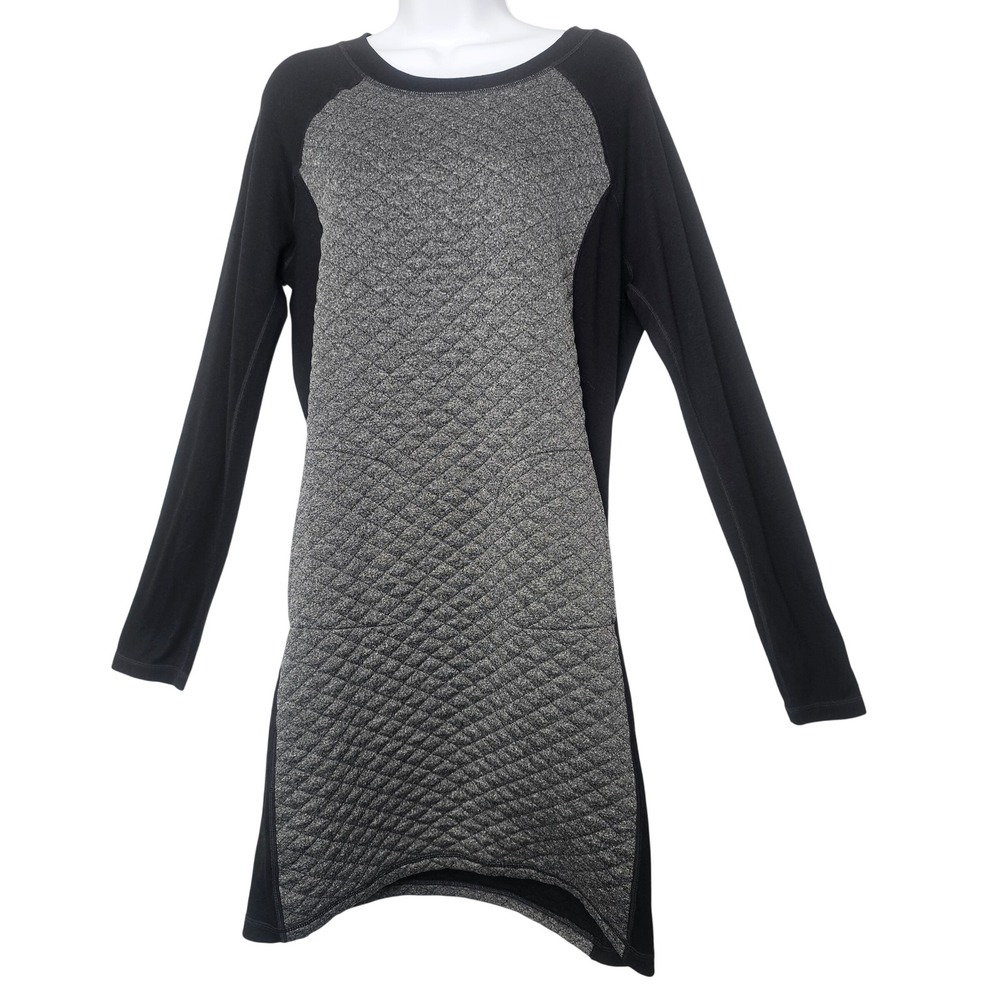 Smartwool Diamond Peak Quilted Dress Women L Black Gray Merino Wool Pockets